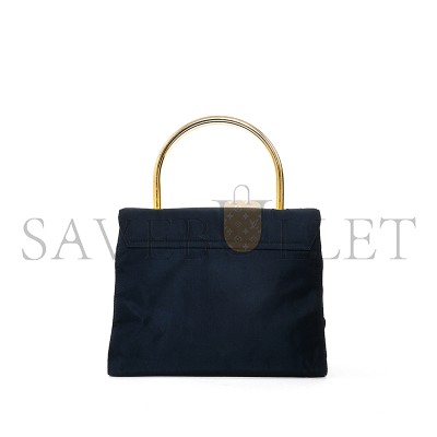 PRADA VINTAGE BLACK NYLON & GOLD TOP HANDLE BAG 1BH608 (21*17*12cm) PRADA VINTAGE BLACK NYLON & GOLD TOP HANDLE BAG 1BH608 (21*17*12cm)